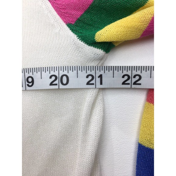 NWT Women’s XL White Glitter Striped Sleeve PULLOVER V Neck - Picture 3 of 4